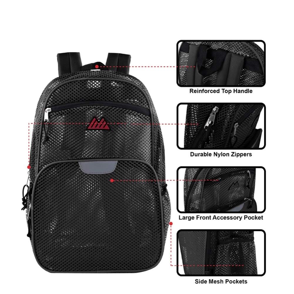 Summit Ridge Black Mesh Reflective Backpack NWT - Picture 4 of 5